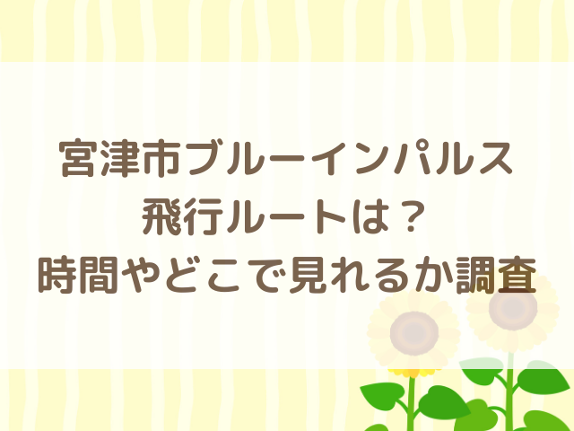 宮津市ブルーインパルス飛行ルートは？時間やどこで見れるか調査
