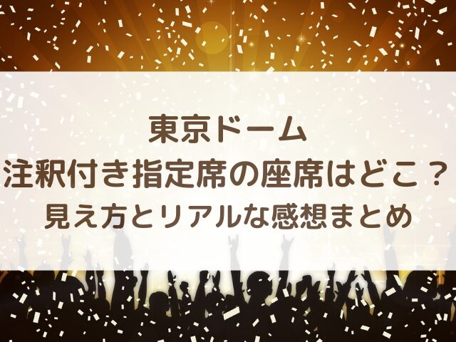 東京ドームのライブ注釈付き指定席の座席はどこ？見え方とリアルな感想まとめ